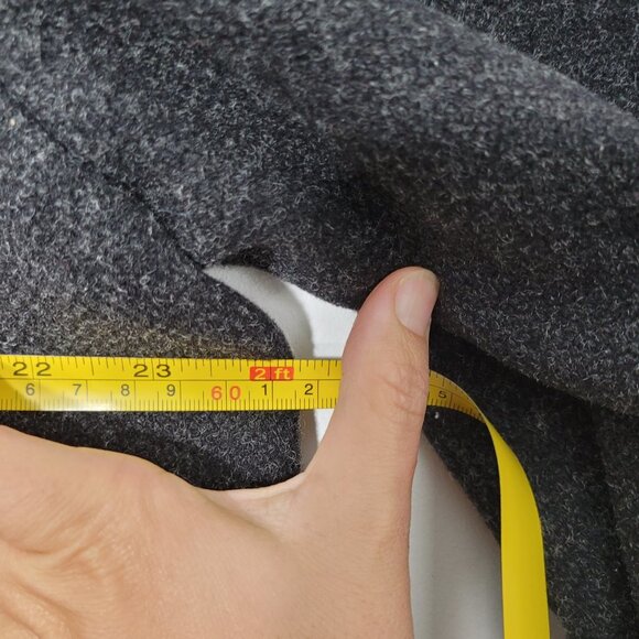 Epsilon Charcoal Cotton Blend Knee Length Button Jacket Coat Lined Pocket Collar - Picture 8 of 13